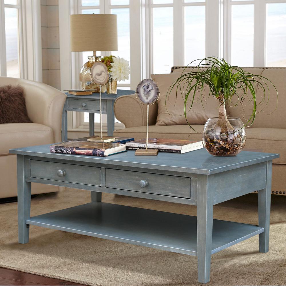 Spencer Coffee Table in Antique washed heather gray. Picture 2