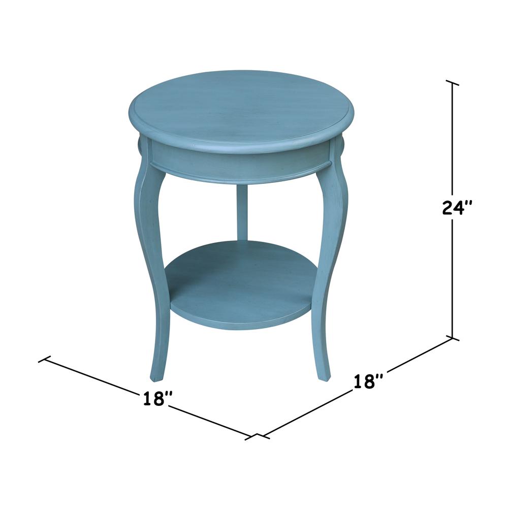 Cambria Round End Table, Ocean blue - antique rubbed. Picture 1