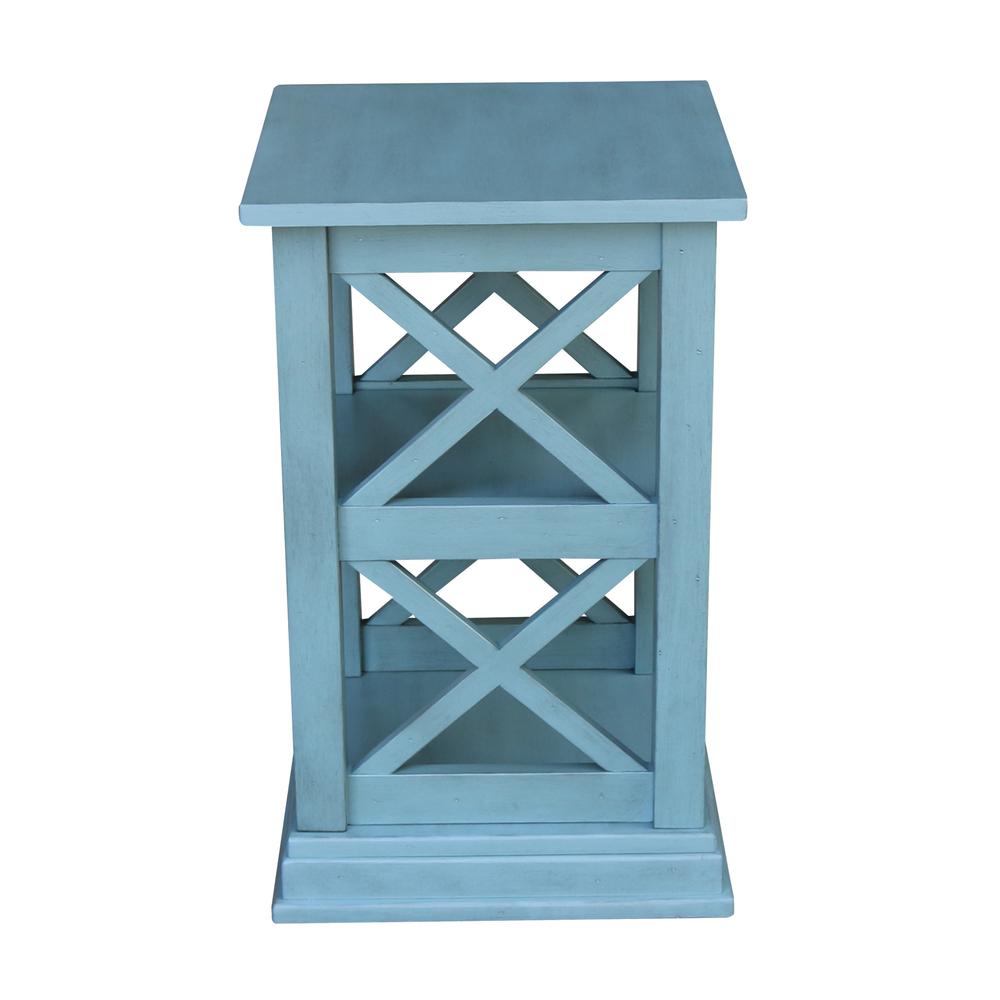 Hampton Accent Table with Shelves, Ocean blue - antique rubbed. Picture 3