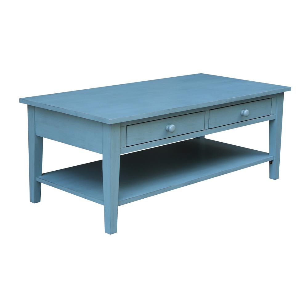 Spencer Coffee Table in Antique rubbed ocean blue. The main picture.