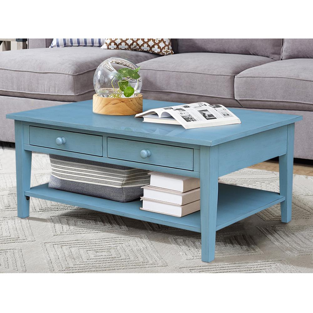 Spencer Coffee Table in Antique rubbed ocean blue. Picture 2