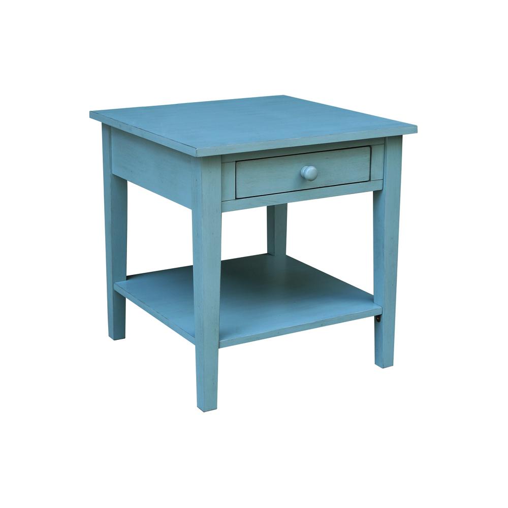 Spencer End Table in Antique rubbed ocean blue. Picture 1