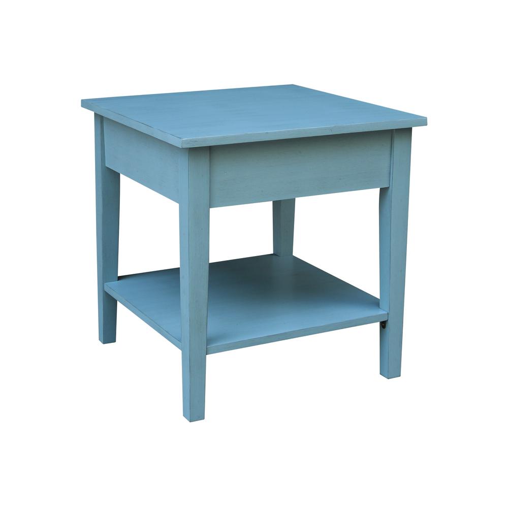 Spencer End Table in Antique rubbed ocean blue. Picture 5