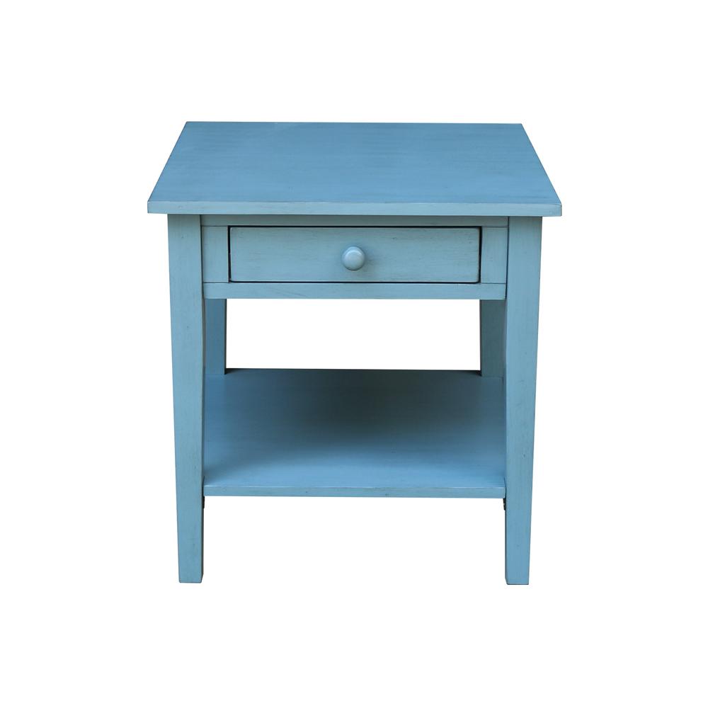Spencer End Table in Antique rubbed ocean blue. Picture 3