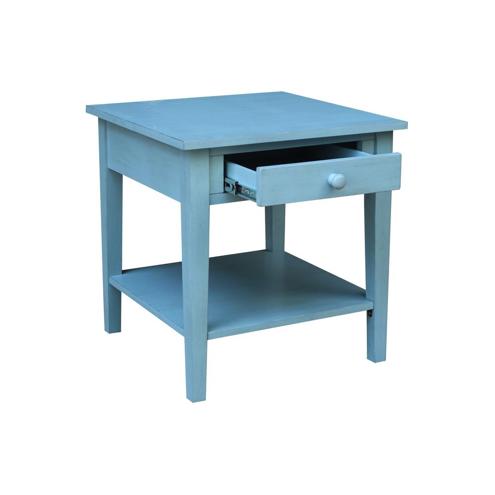 Spencer End Table in Antique rubbed ocean blue. Picture 6