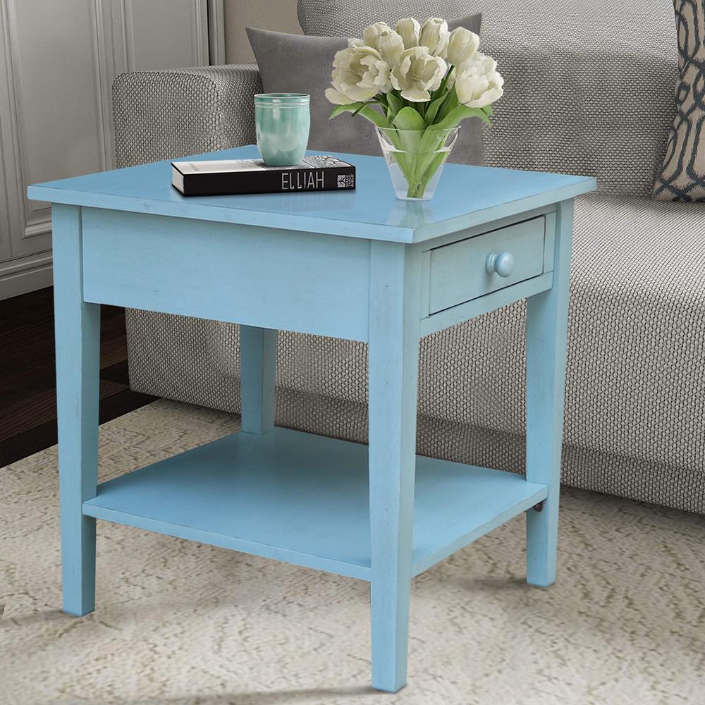 Spencer End Table in Antique rubbed ocean blue. Picture 2