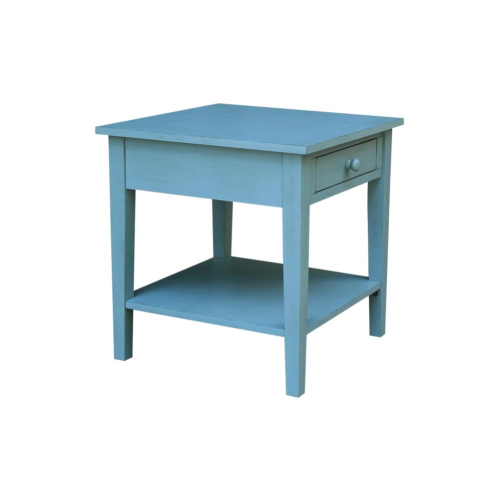 Spencer End Table in Antique rubbed ocean blue. Picture 4