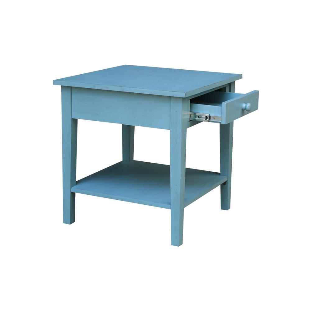 Spencer End Table in Antique rubbed ocean blue. Picture 8