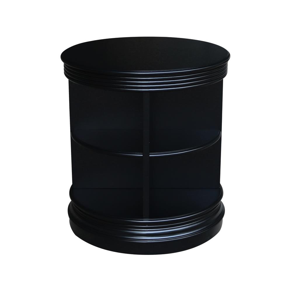 Library Round End Table, Black. Picture 3