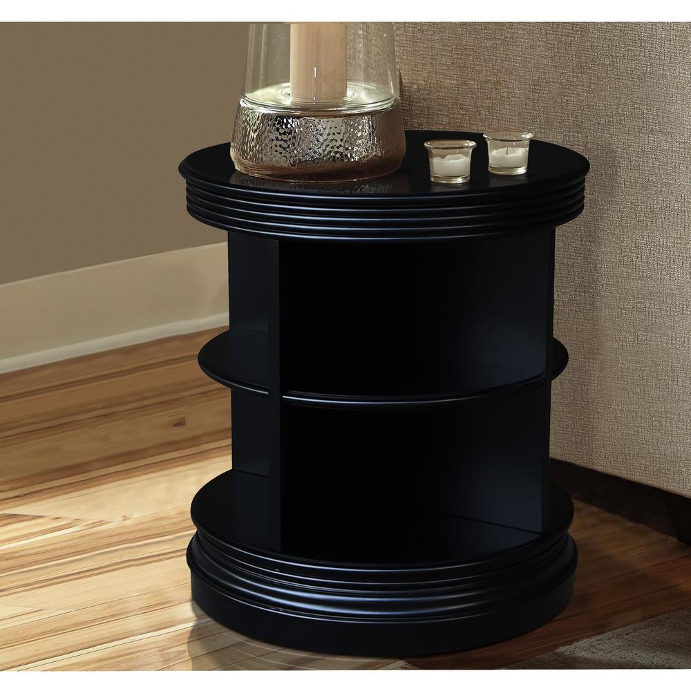 Library Round End Table, Black. Picture 2