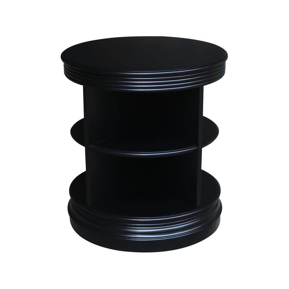 Library Round End Table, Black. Picture 4