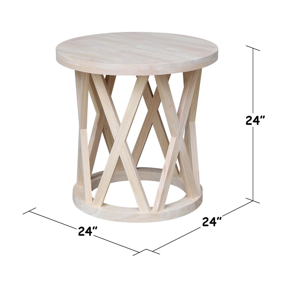 Round Ceylon End Table, Unfinished. Picture 6