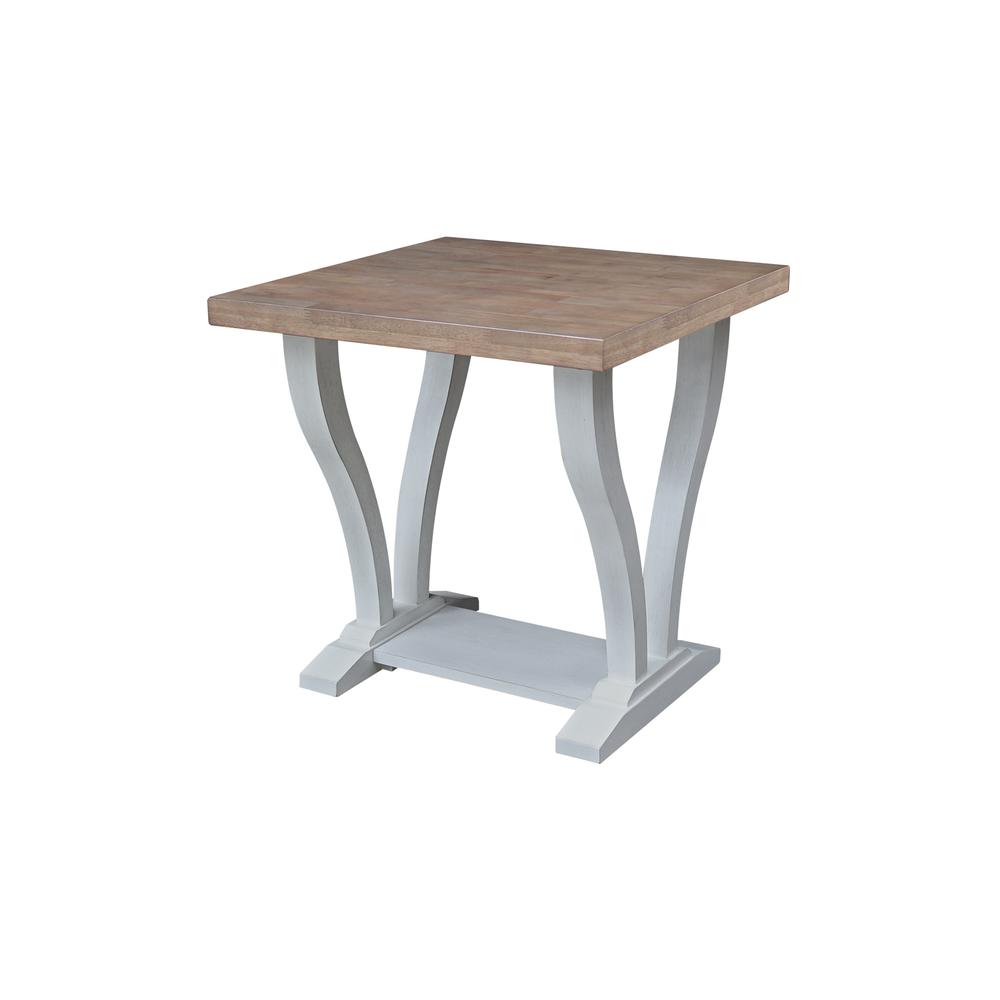 LaCasa Solid Wood End Table in Sesame/Chalk. Picture 1
