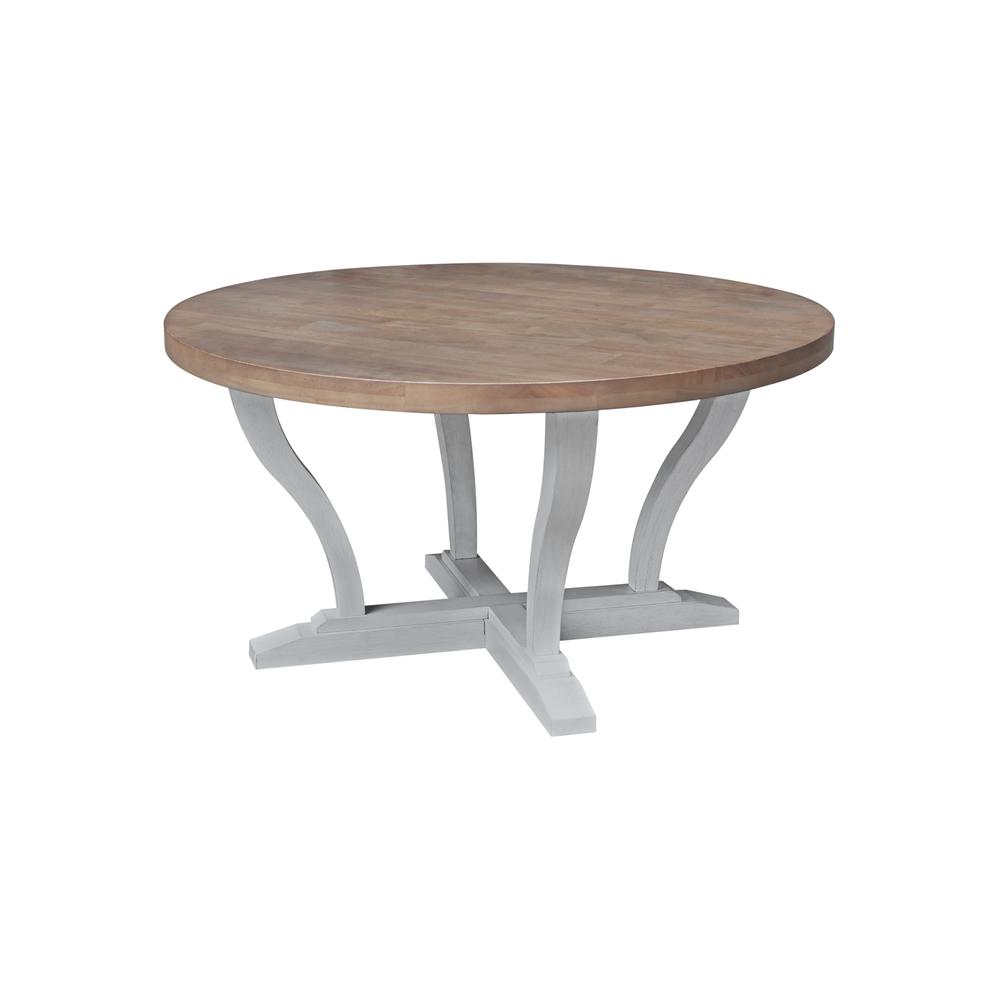 LaCasa Solid Wood Round Coffee Table in Sesame/Chalk. Picture 1