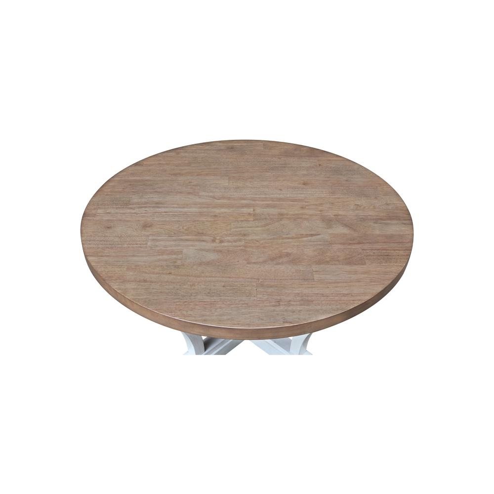 LaCasa Solid Wood Round Coffee Table in Sesame/Chalk. Picture 4