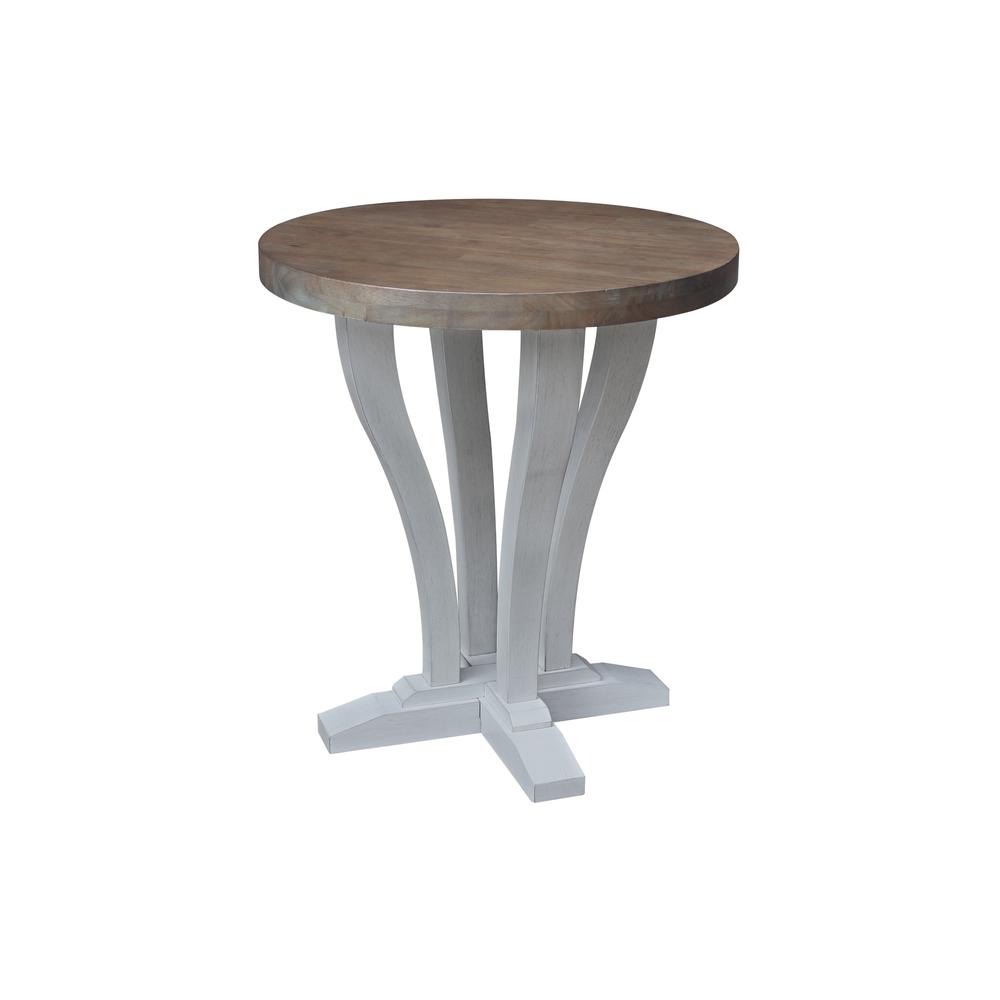 LaCasa Solid Wood Round End Table in Sesame/Chalk. Picture 1