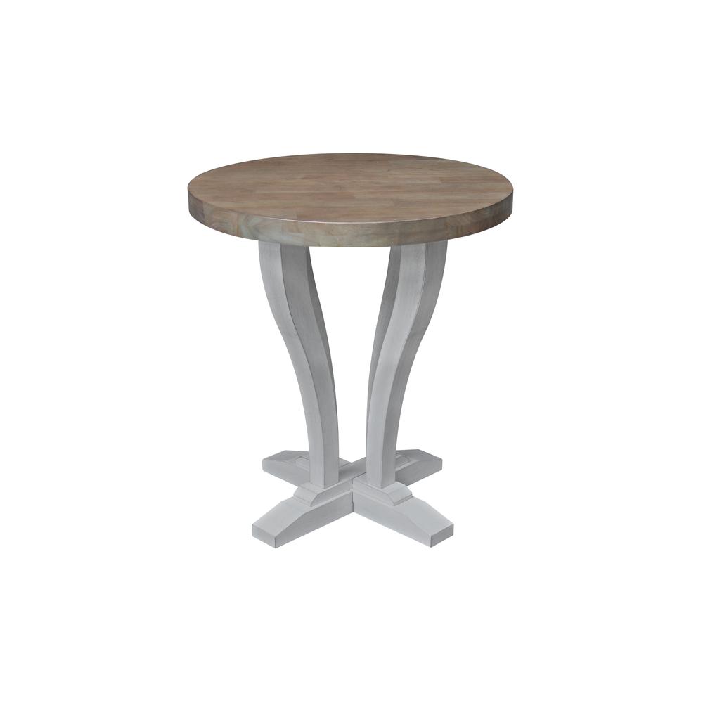 LaCasa Solid Wood Round End Table in Sesame/Chalk. Picture 3