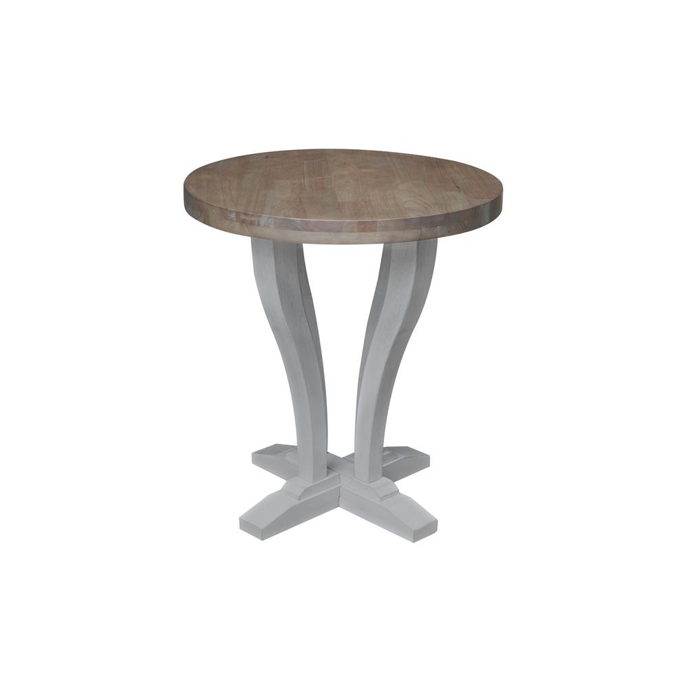 LaCasa Solid Wood Round End Table in Sesame/Chalk. Picture 4