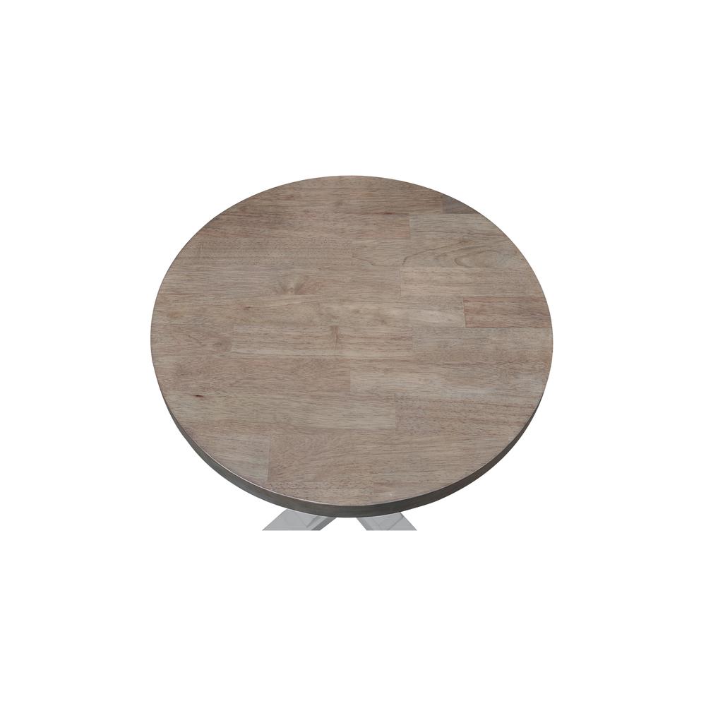 LaCasa Solid Wood Round End Table in Sesame/Chalk. Picture 5