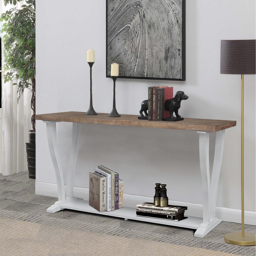 LaCasa Solid Wood Sofa Table in Sesame/Chalk. Picture 2