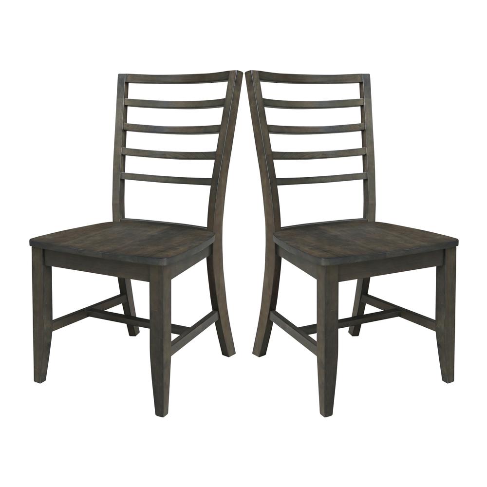 Set of Two Solid Wood Soma LadderBack Dining Chairs in Coal. Picture 1