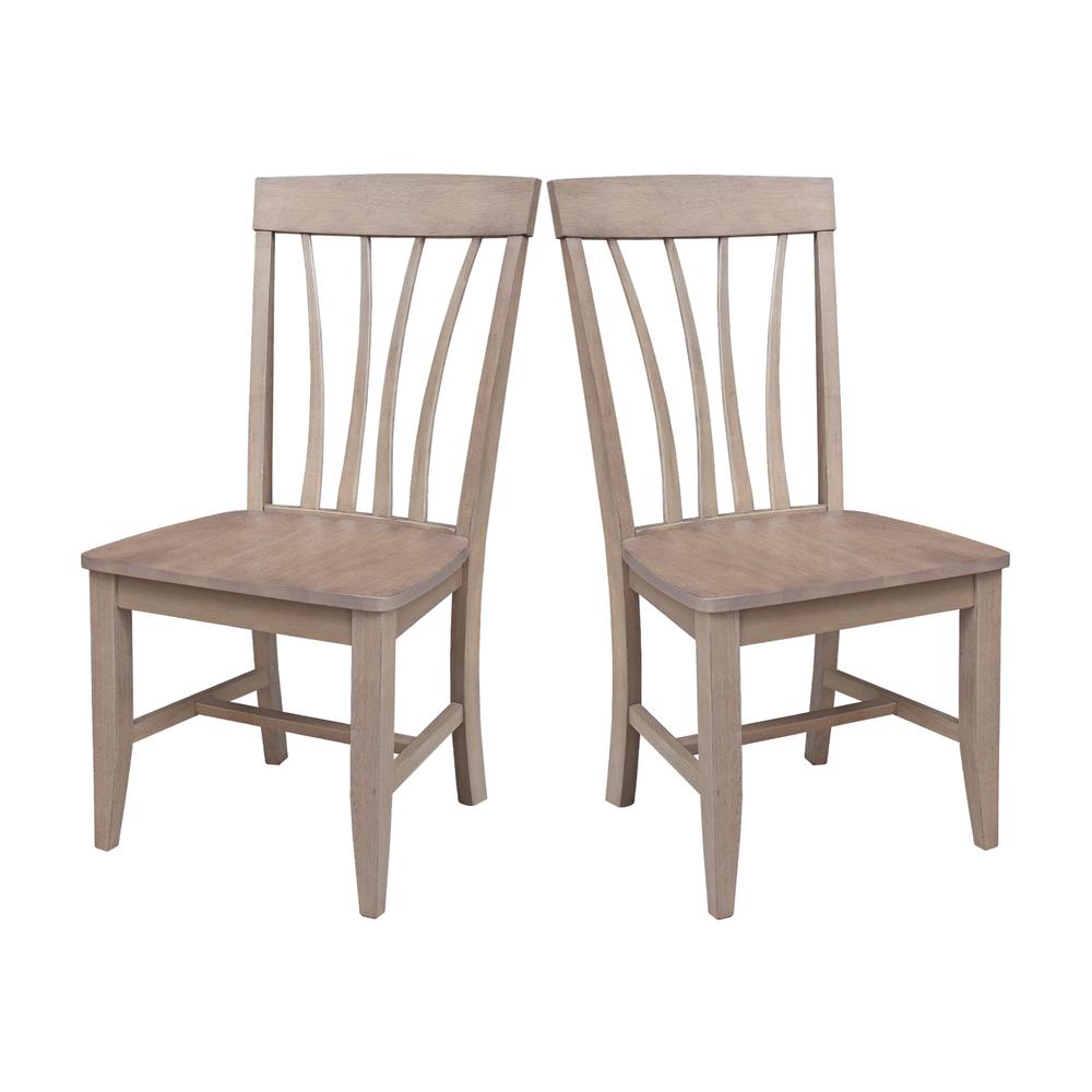 Set of Two Solid Wood Soma FanBack Dining Chairs in Flax. Picture 1