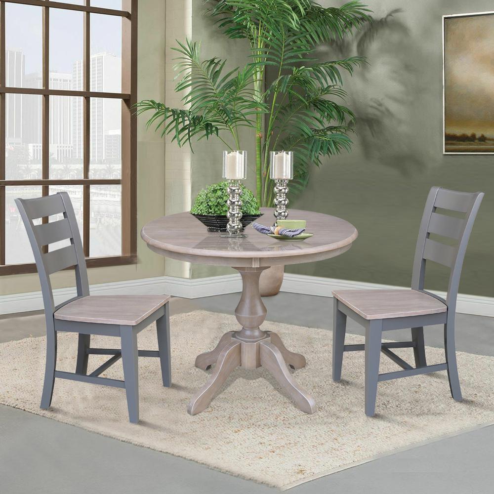 36" Round Top Pedestal Table with 2 Chairs. Picture 2