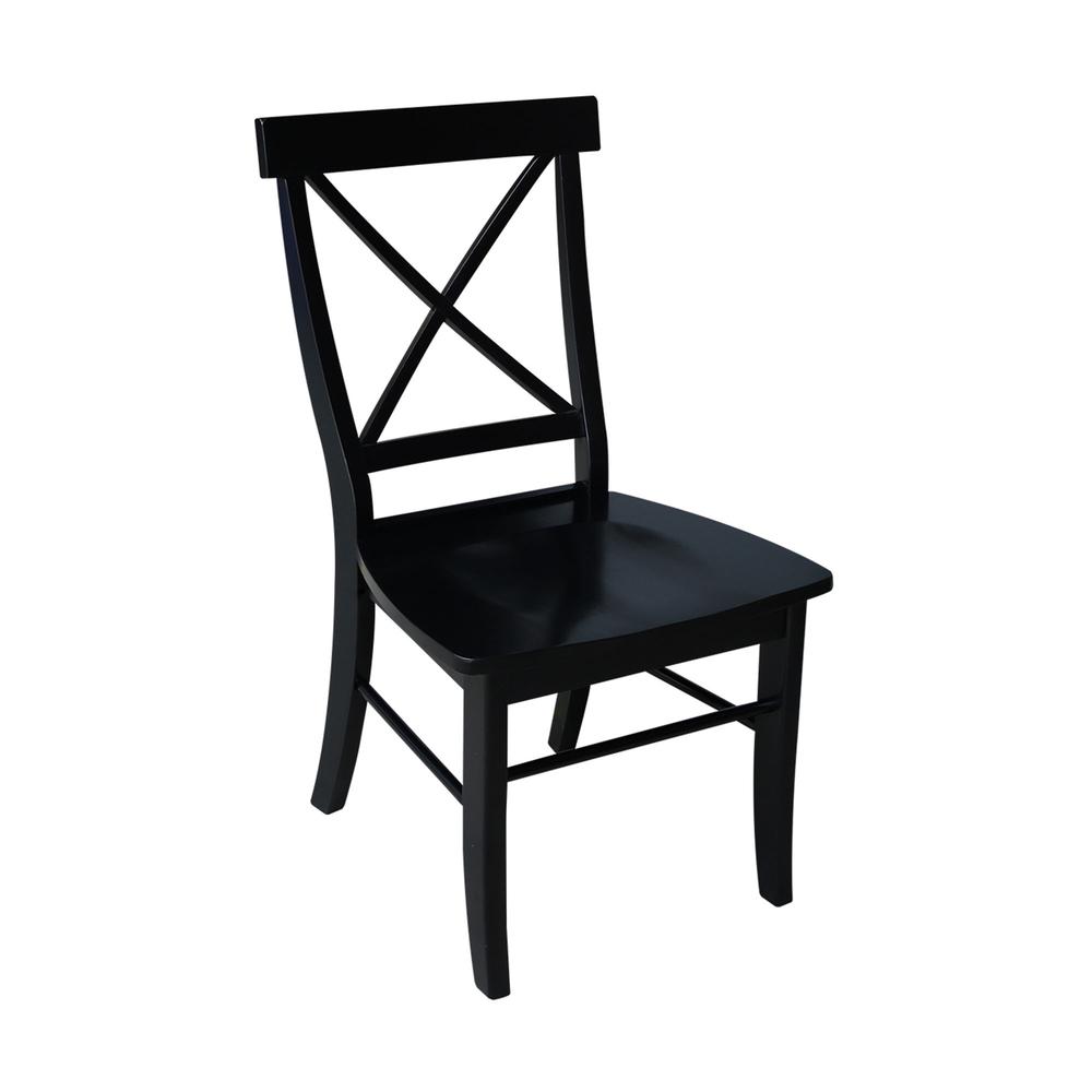 Set of Two X-Back Chairs  with Solid Wood Seats , Black. Picture 10