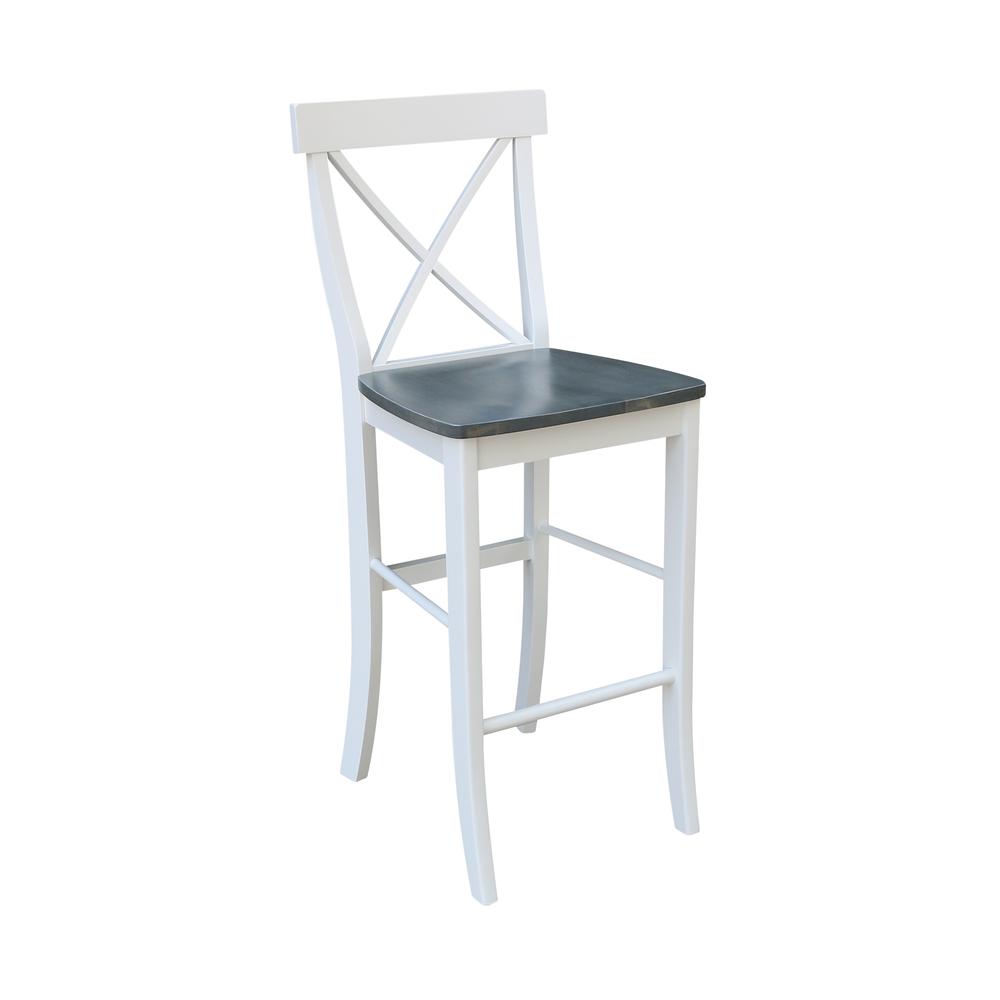 X-back Barheight Stool - 30" Seat Height, White/Heather Gray. Picture 8