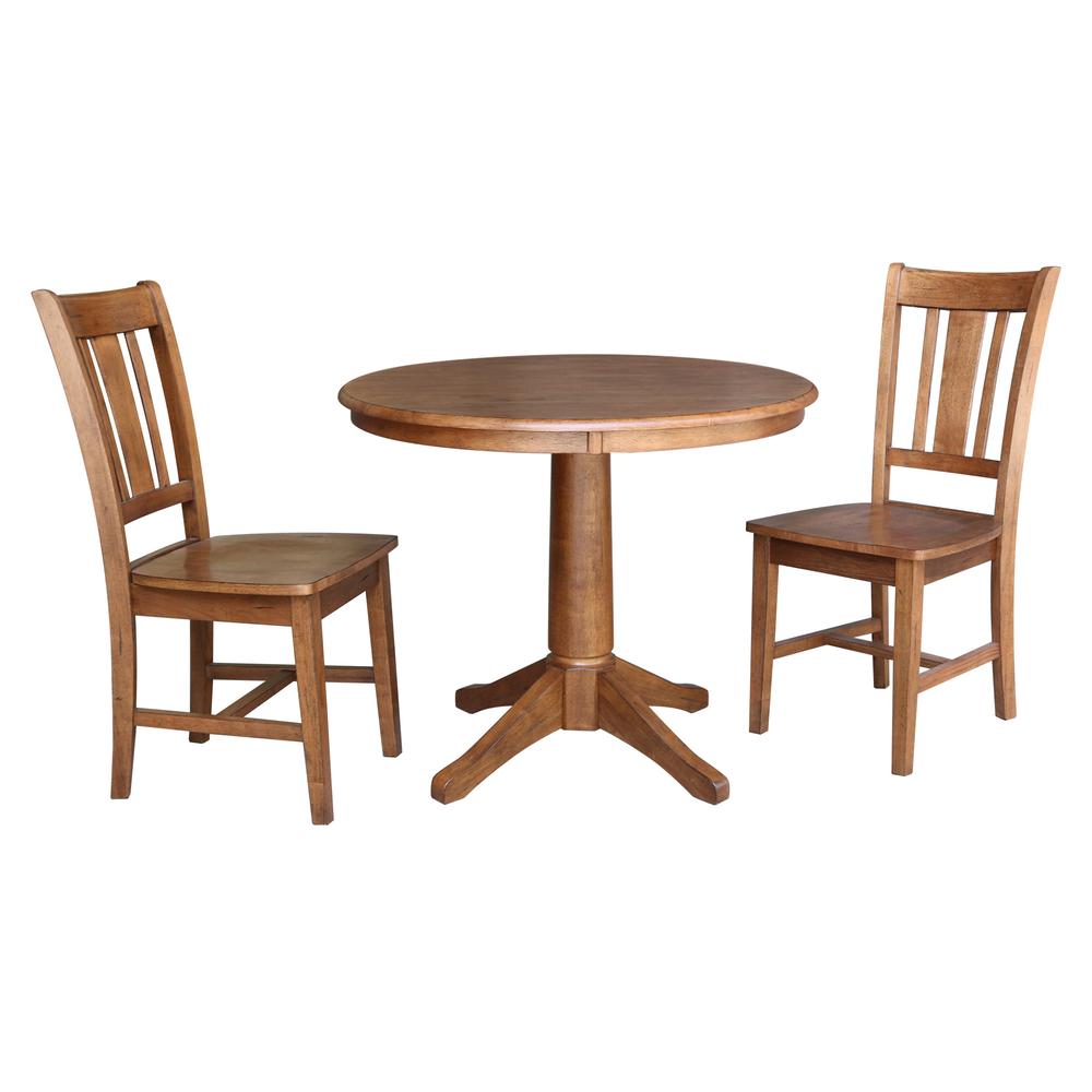 36" Round Top Pedestal Table with 2 San Remo Chairs - 3 Piece Set. Picture 2