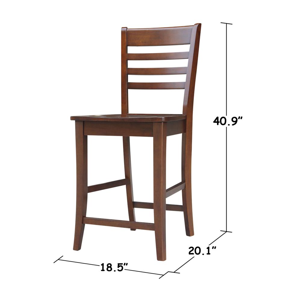 Roma Counter height Stool - 24" Seat Height, Espresso. Picture 9