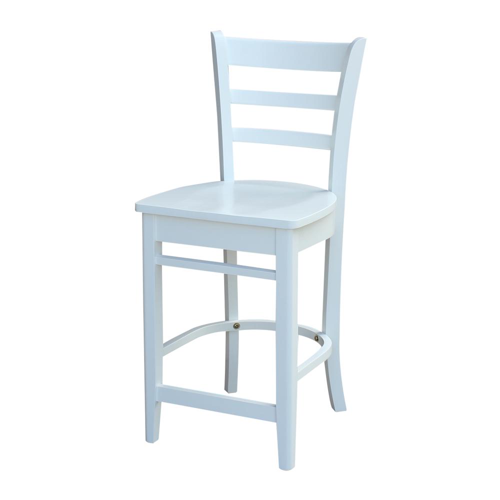Emily Counter height Stool - 24" Seat Height, White. Picture 3