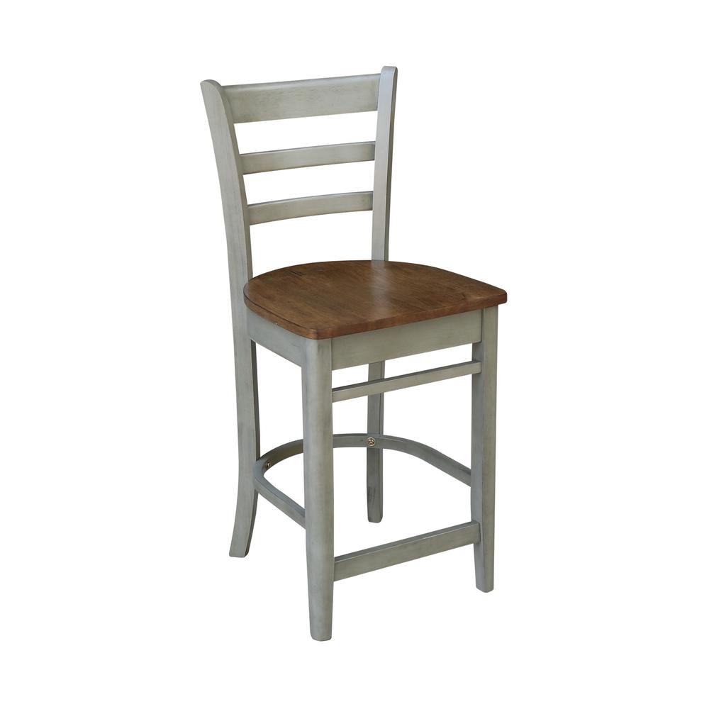 Emily Counterheight Stool - 24" Seat Height, Hickory/Stone. Picture 8
