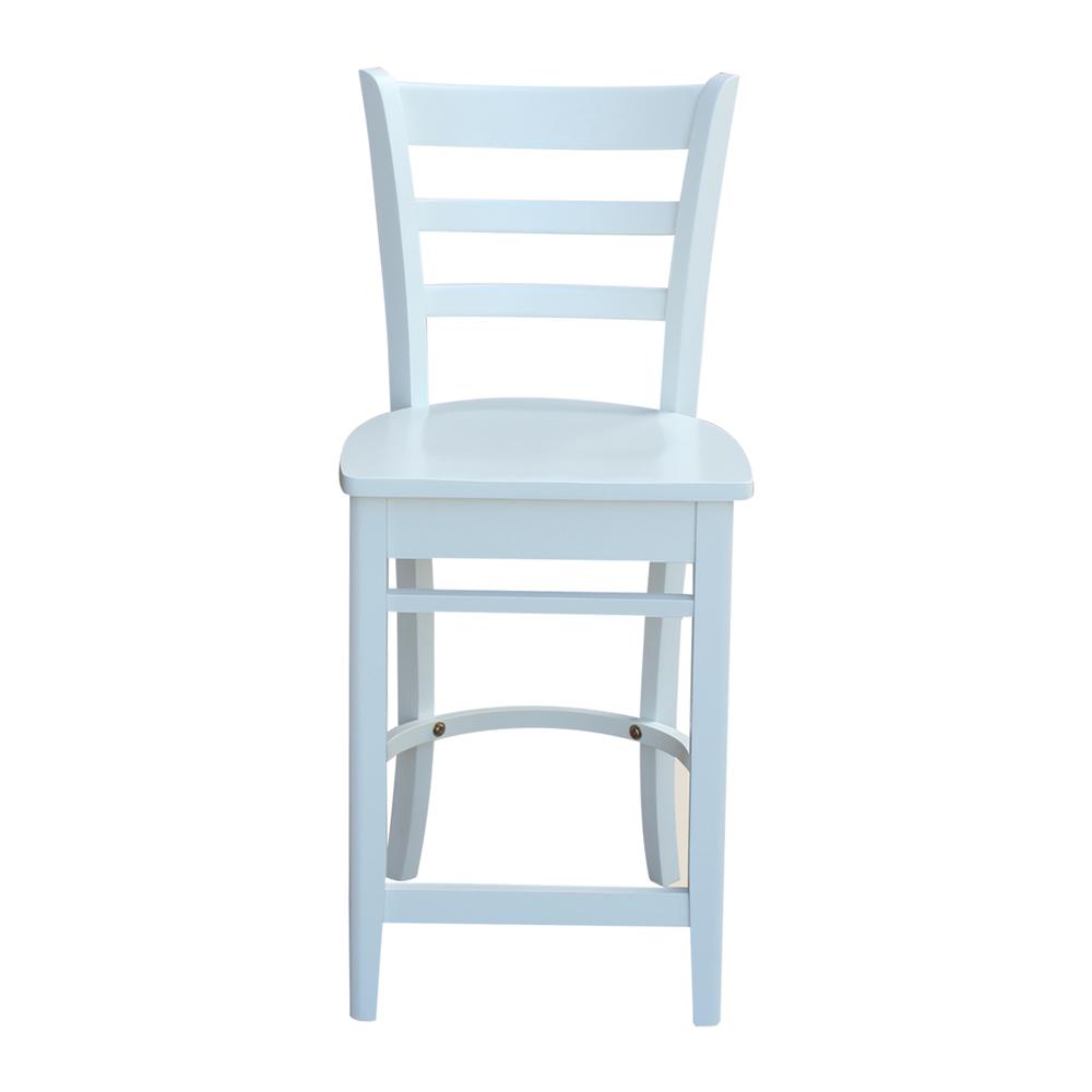 Emily Counter height Stool - 24" Seat Height, White. Picture 1