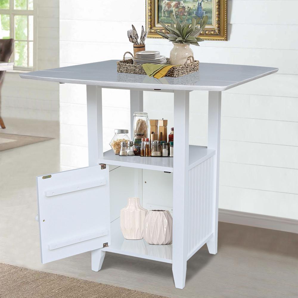 Dual Drop Leaf Bistro Table, Counter Height with Storage. Picture 2