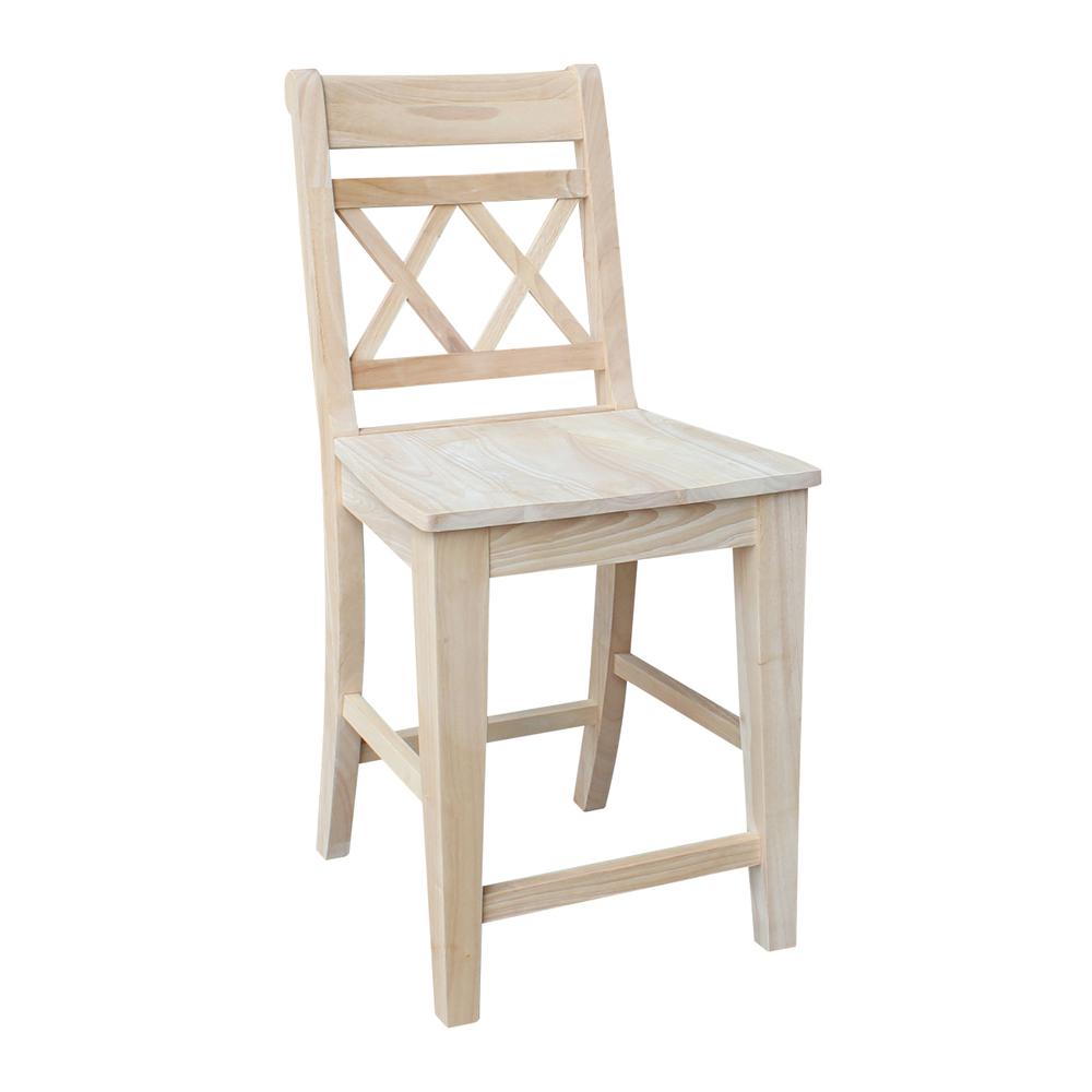 Canyon Collection Counter height Double X-Back  Stool - 24" Seat Height, Unfinished. Picture 8