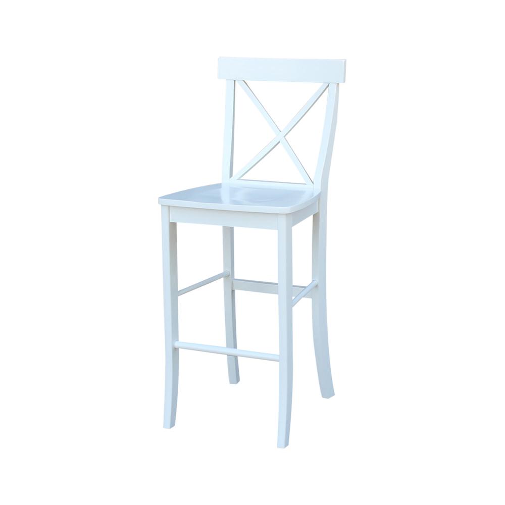 X-Back Bar height Stool - 30" Seat Height, White. Picture 1