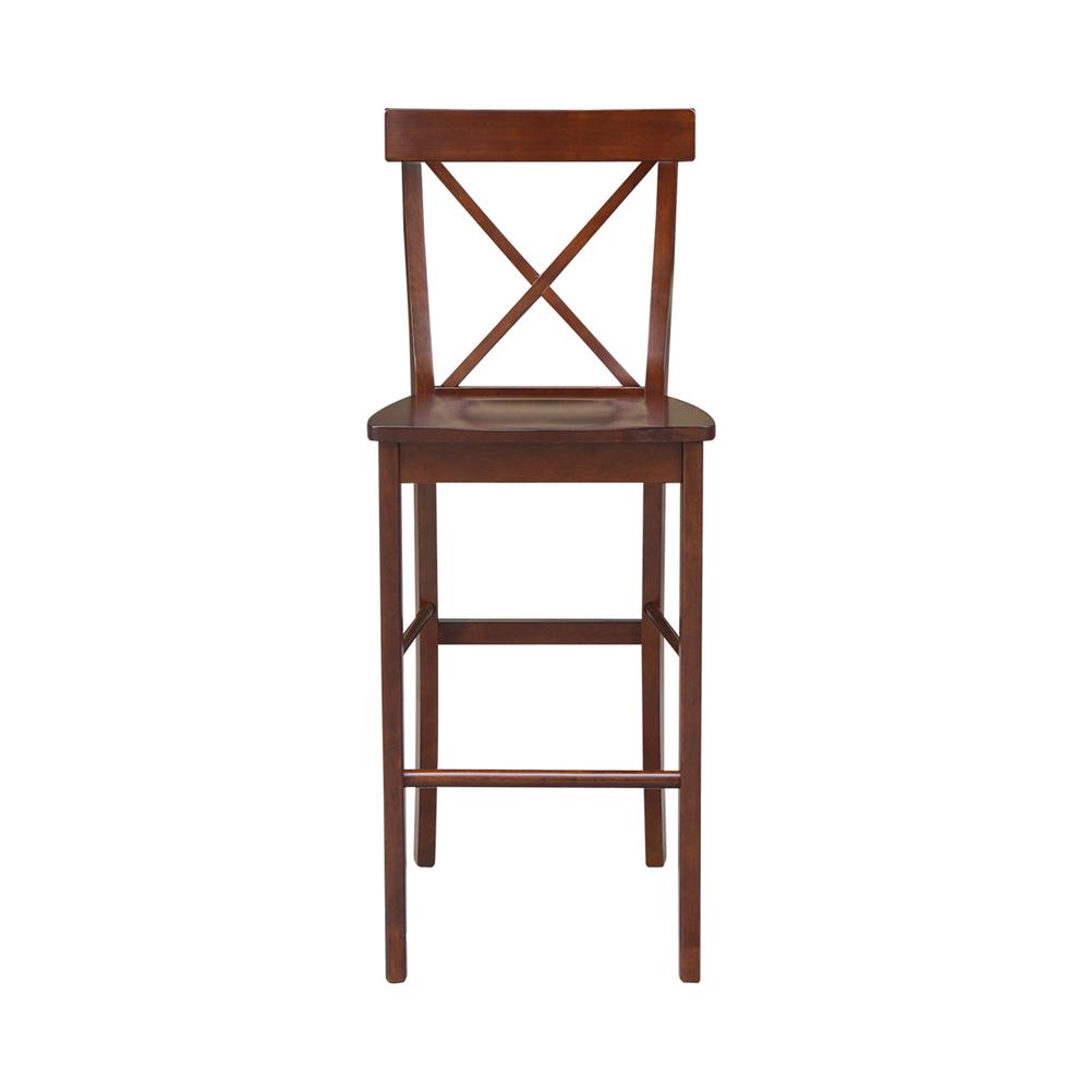 X-Back Bar height Stool - 30" Seat Height, Espresso. Picture 6