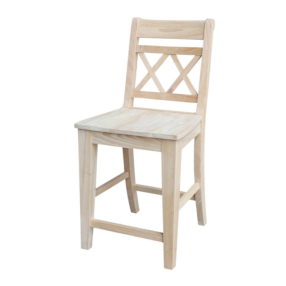 Canyon Collection Counter height Double X-Back  Stool - 24" Seat Height, Unfinished. Picture 1