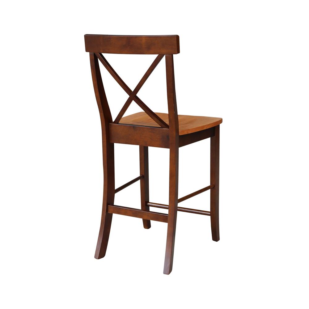 X-Back Counter height Stool - 24" Seat Height, Cinnamon/Espresso. Picture 10