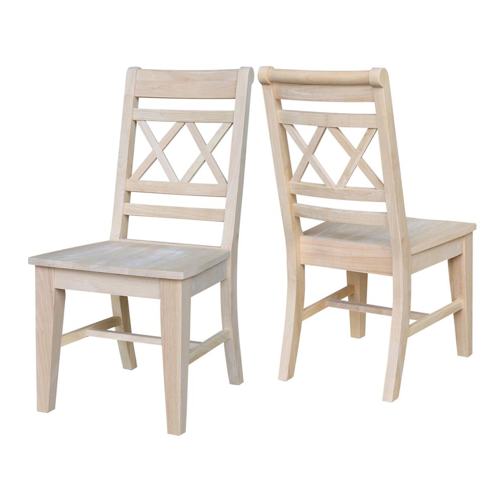 Canyon Collection Set of Two Double X- Back Chairs, Unfinished. Picture 6