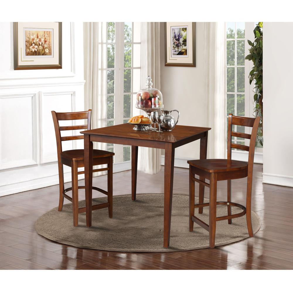 36" x 36" Counter Height Table with 2 Emily Counter Height Stools - 3 Piece Set. Picture 1
