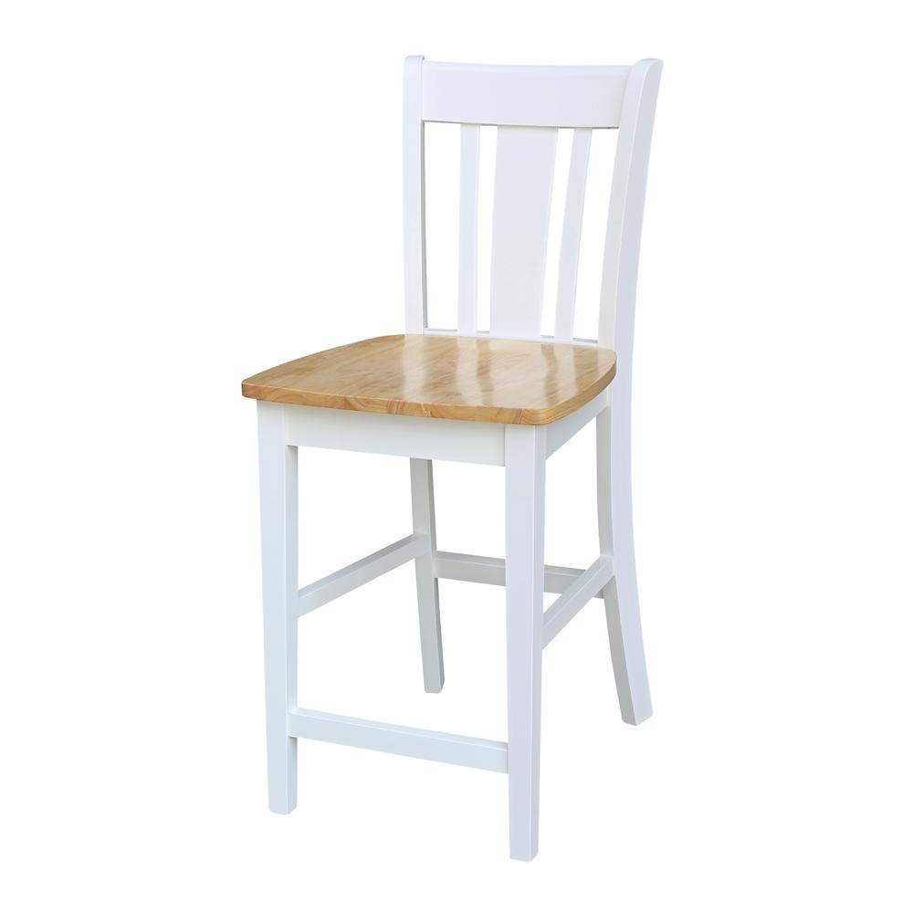 San Remo Counterheight Stool - 24" Seat Height, White/Natural. Picture 9