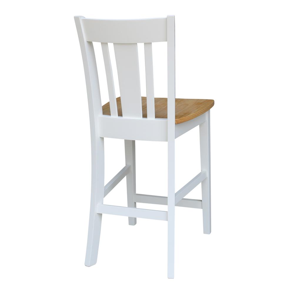 San Remo Counterheight Stool - 24" Seat Height, White/Natural. Picture 1