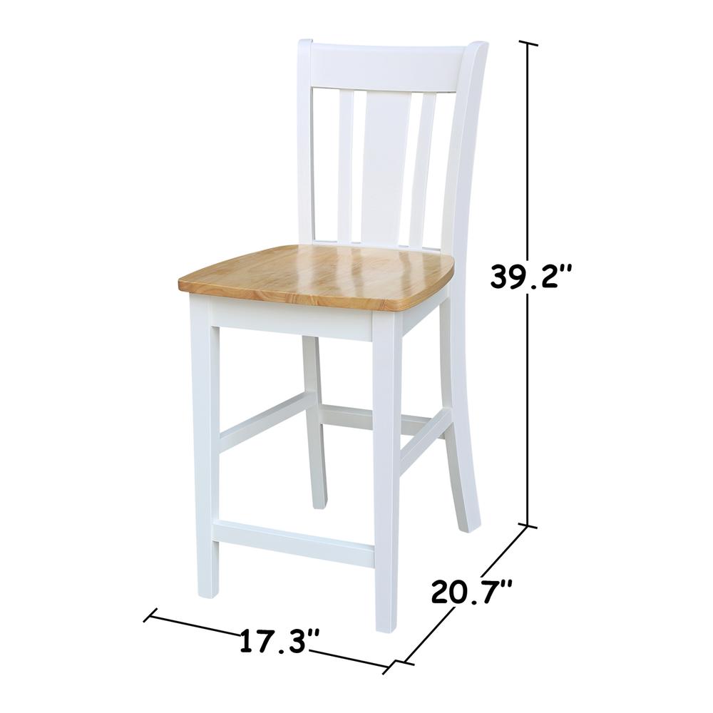 San Remo Counterheight Stool - 24" Seat Height, White/Natural. Picture 2