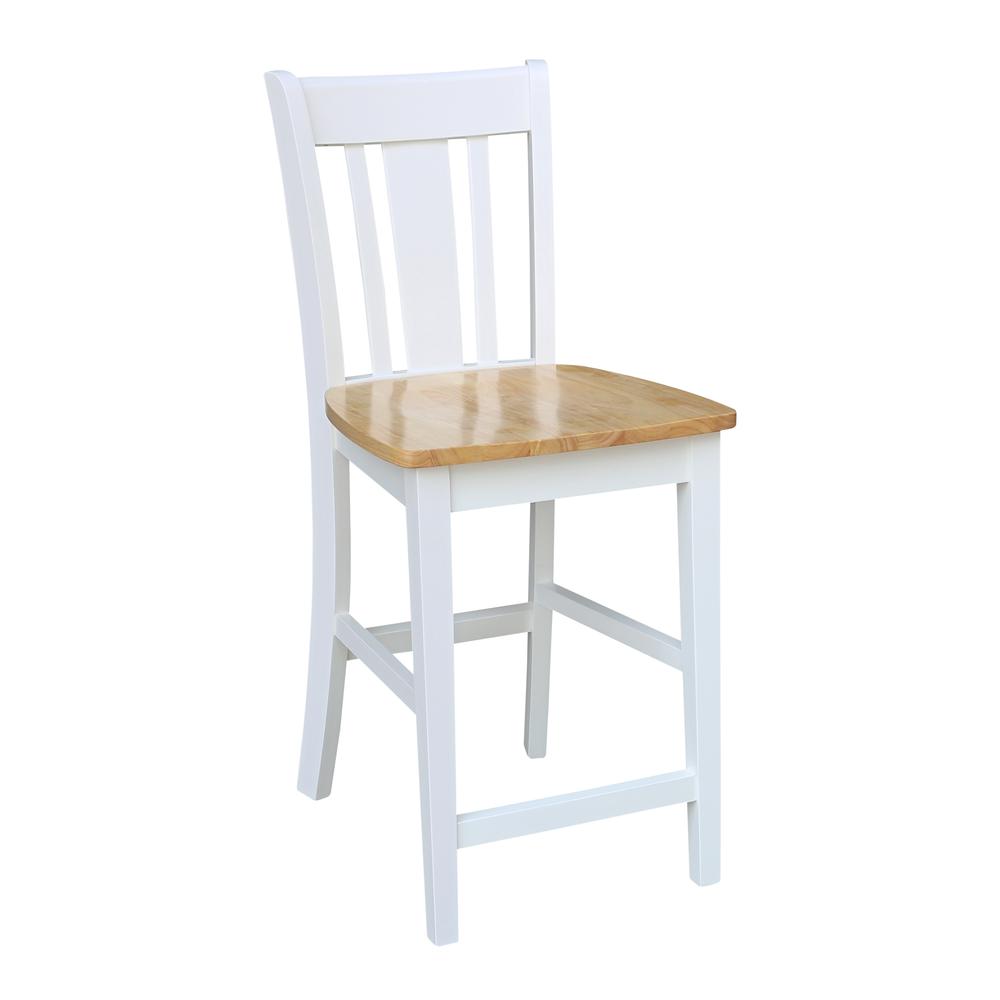 San Remo Counterheight Stool - 24" Seat Height, White/Natural. Picture 3