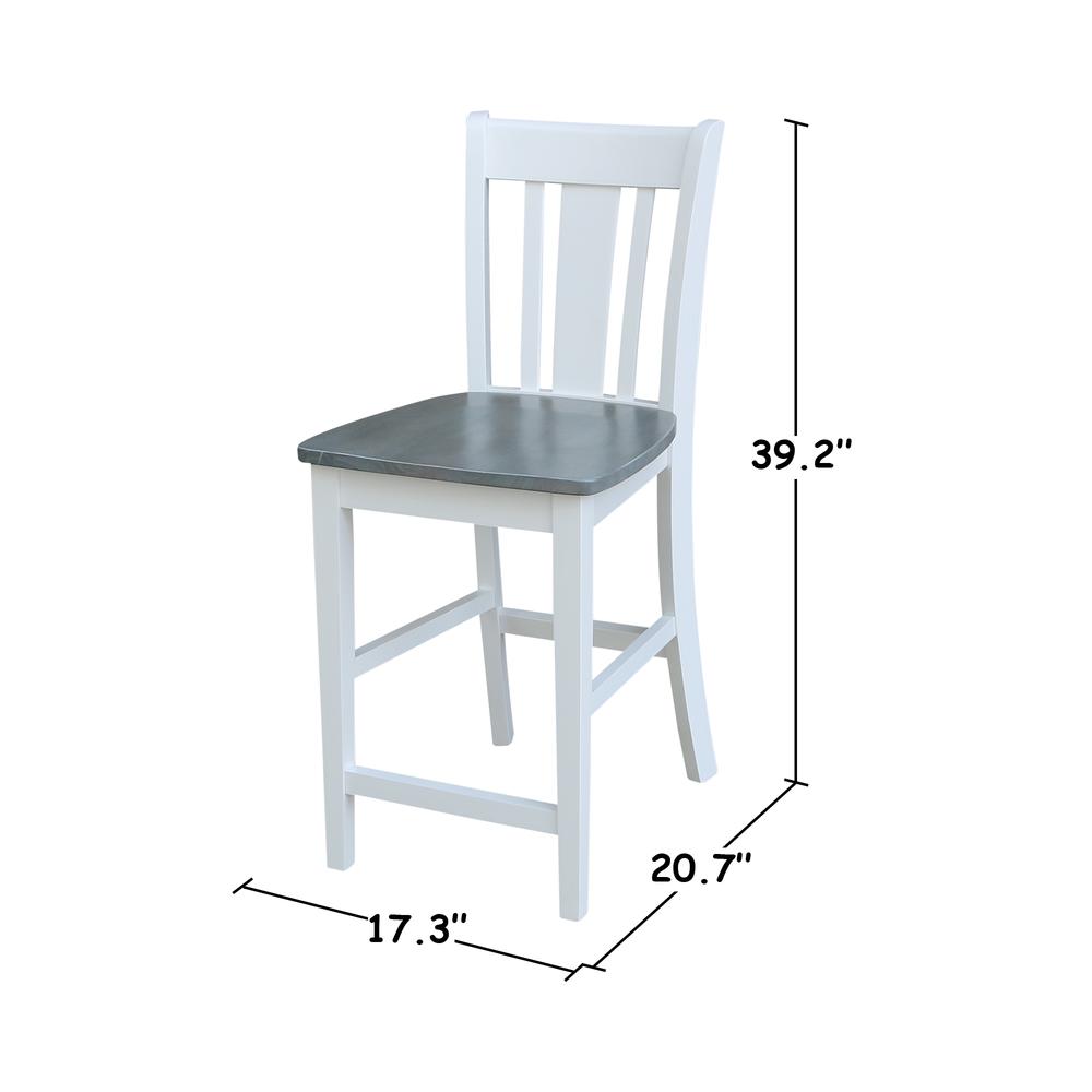 San Remo Counterheight Stool - 24" Seat Height, White/Heather Gray. Picture 2