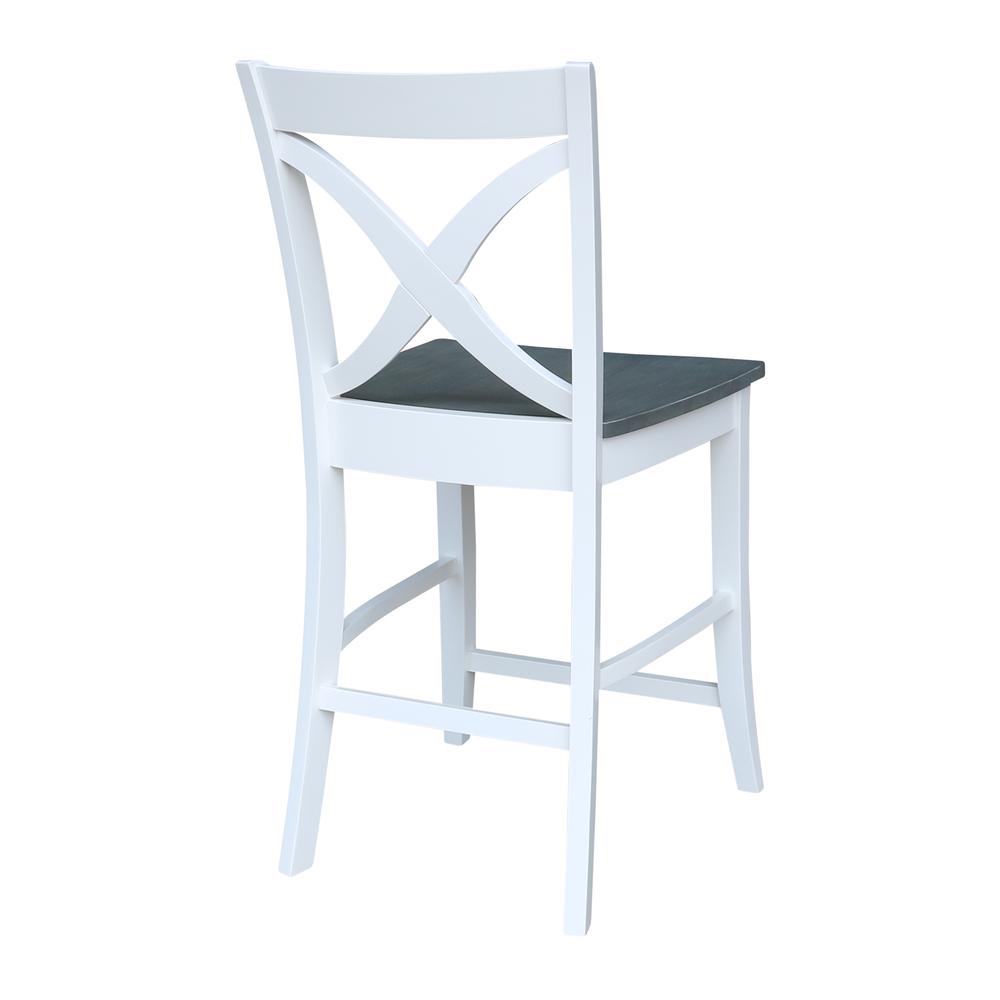 Vineyard Counter height Stool - 24" Seat Height, White/Heather gray. The main picture.