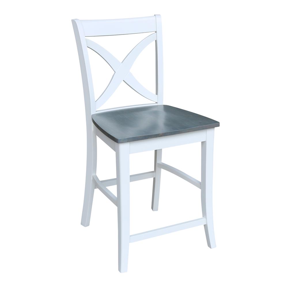 Vineyard Counter height Stool - 24" Seat Height, White/Heather gray. Picture 3