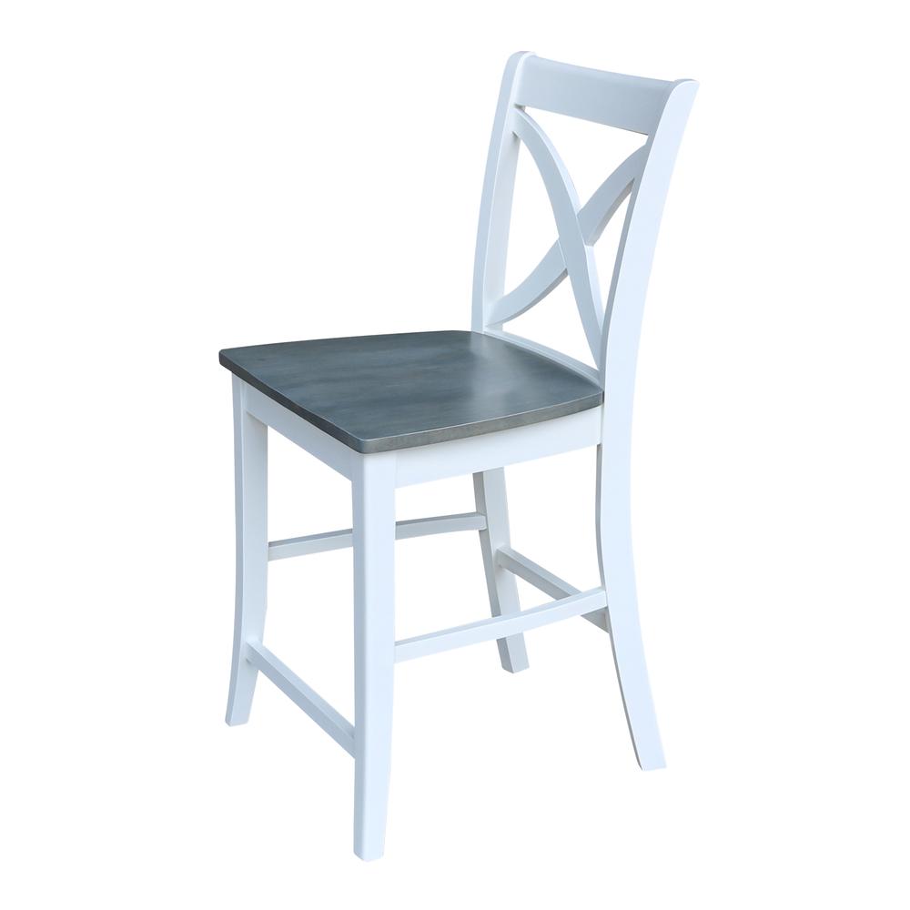 Vineyard Counter height Stool - 24" Seat Height, White/Heather gray. Picture 5